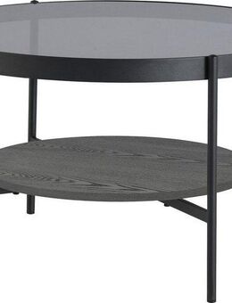 byLIVING Couchtisch Ohio, mit Rauchglas, Ablage aus Echtholzfurnier, rund, D 73,5 / H 42,5 cm