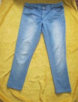 ⁣NEU * Swarovski * Glitzer * Strass * Kristalle * Steine * Stickerei * DESIGNER * High Waist * Boyfriend * Karotten * Jeans- Hose * Gr. 44- 46/ L * blau * - Riedlingen