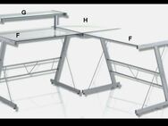 toller praktischer XXL Glas - Eckschreibtisch – L Form - schlicht, zeitlos, tolles Glasdesign – passt zu jeder Büroeinrichtung - Niederfischbach