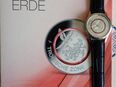 Planet Erde Armbanduhr mit einem Lederarmband und einer 5 €uro Gedenkmünze NEU in 71063