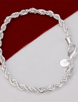 ☝️☝️☝️ Kordel Armband, 925 Silber plat. Hochglanz veredelt, NEU ⭐⭐⭐⭐⭐ - Gersthofen