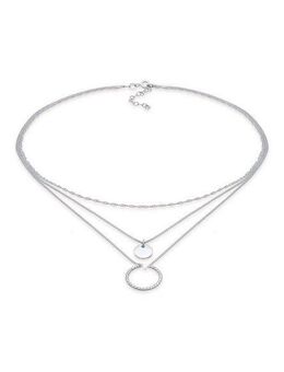 Elli Gliederkette Layer Plättchen Kreis Gedreht Anhänger 925 Silber