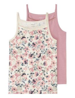 Name It Unterhemd NKFSTRAP für Mädchen mit floralem Print im 2er-Pack (Packung, 2-St) bedruckt, casual, regular fit, Baumwollmischung, Rundhals