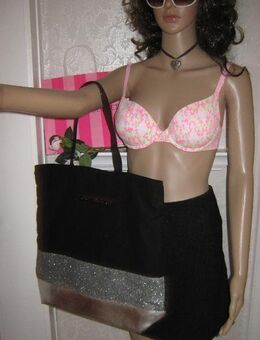 NEU unbenutzt* Große * XXL * Glitzer * Umhänge * Shopper * Einkaufs- Bade- Reise- Tasche * Beutel "VICTORIA'S SECRET" LTDE * schwarz- silber * - Riedlingen Zentrum