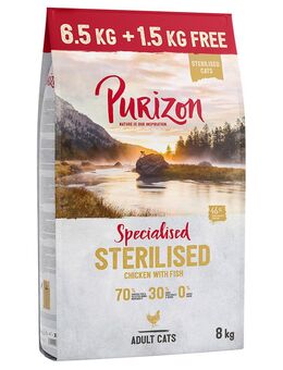 6,5 kg + 1,5 kg gratis! 8 kg Purizon Getreidefrei - Sterilised Adult Huhn & Fisch