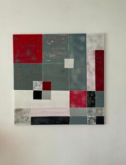 Großes Acrylbild in Grau- und Rottönen 1x1 m - Rösrath Zentrum