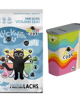 2 x 1,7 kg Lucky Lou Trockenfutter + Trockenfutterbehälter gratis! - Adult Geflügel & Lachs