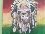 Selbst gemalte Acryl Gemälde "Jamaika Löwe".Leinwand 25x30 cm mit keilramen. Mit Lack versiegelt. Unikat!Versiegelt - Sulz (Neckar)