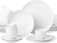 Seltmann Weiden Kombiservice Geschirr-Set, Service Liberty (30-tlg), 6 Personen, Porzellan, Teller Set, Tassen, weiß, Made in Germany, 30 Teile, für 6 Personen