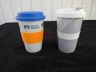 2 Coffee-to-go-Becher Porzellan+Deckel Mahlwerck Mugs Tassen zus. 4,- - Flensburg
