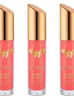 Catrice Lipgloss Wonder Woman Shimmer Lip Glaze, 3-tlg., Hochglanz-Mix aus Lippenöl und Gloss, pflegt und spendet Feuchtigkeit.
