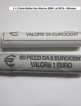 San Marino 2004 1 + 2 Cent-Münzen-Rollen- 2004- je 50 Münzen-TOP- - Mahlberg