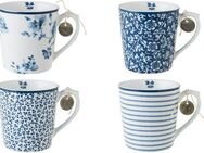 LAURA ASHLEY BLUEPRINT COLLECTABLES Becher Designs China Rose, Sweet Allysum, Floris, Candy Stripe, Porzellan, 4-teilig