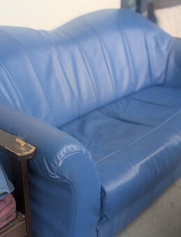 Blaues Sofa Echtes Leder 160x90x85 - München
