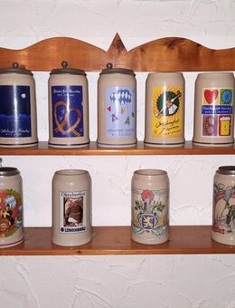 Wiesn- / Oktoberfestkrug-Sammlung inkl. Holzregale gegen Gebot zu verkaufen - Mering