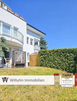 Traumhaft idyllische Lage am Wasser: 1RW mit eigenem Garten & Terrasse + Tiefgaragenstellplatz - Leipzig