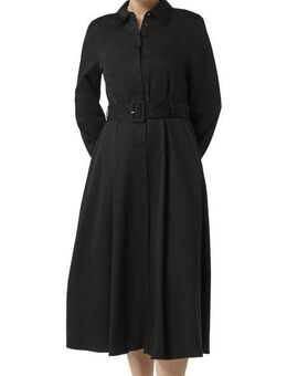 Comma Midikleid mit Hemdkragen und Gürtel