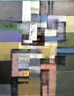 Großes neues BALI-Gemälde (110x130cm), Vielfarbige Komposition mit rotem Viereck!!!! - Berlin