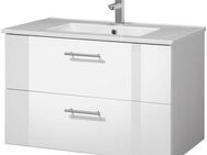 welltime Waschtisch Trento Badezimmerschrank mit Becken Bestseller, Badmöbel in Breite 80 cm, Waschplatz mit 2 Schubladen, Badschrank