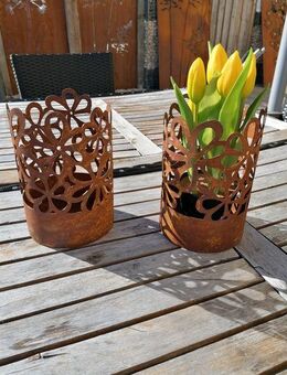 Edelrost Windlicht "Hippi" zum Stellen o. Stecken Gartendeko - Kraftisried