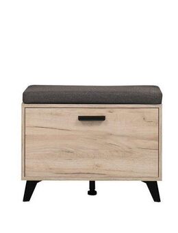 INOSIGN Schuhbank Umbria, Schuhschrank, Schuhregal, Schuhtruhe, Breite 68 cm, mit Sitzkissen, 2 geschlossenen Fächern, Klapptür, in Grau Eiche