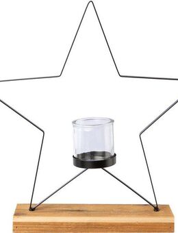 Creativ deco Windlicht Weihnachtsdeko (1 St), auf edlem Holzfuß, in Stern-Form, Höhe ca. 41 cm