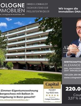 3-4 ZIMMER WOHNUNG IM 1.OG AUF 86 m² MIT STELLPLATZ, GROßEM BALKON MIT WEITBLICK IN BONN-AUERBERG - Bonn
