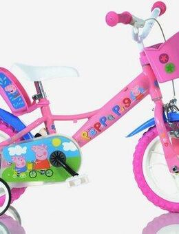Dino Kinderfahrrad Peppa Wutz Pig 12 Zoll, 1 Gang, mit Stützrädern, Korb und Puppensitz