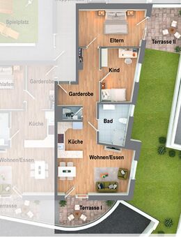 3,5 Zimmer-Wohnung: 100 m², mit 2 Terrassen, Garten, Tageslichtbad & Keller, Erstbezug 2025, in 73117 Wangen bei Göppingen kaufen (ID-142) - Wangen