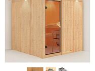 Karibu Sauna Rodin, BxTxH: 210 x 210 x 202 cm, 68 mm, (Set) 9-kW-Ofen mit integrierter Steuerung