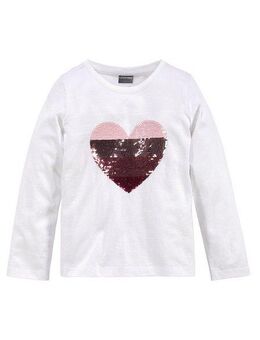 KIDSWORLD Langarmshirt, mit Paillettenherz zum Wenden Langarm, Basic-Passform, mit glitzernden Pailletten
