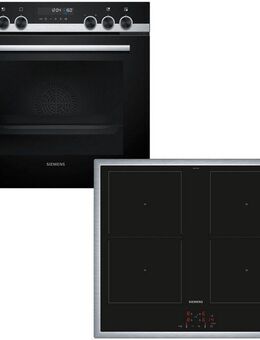 SIEMENS Induktions Herd-Set PQ521DB2ZM, mit Backwagen, Backwagen mit ausziehbarer Tür für bequemes Kochen & Backen