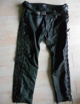 Polo Motorradhose XL echtes Leder schwarz Schnürung Gürtel 59,- - Flensburg