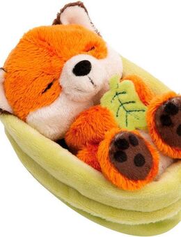 Nici Kuscheltier Sleeping Pets GREEN, Fuchs mit Blatt 12 cm schlafend im Körbchen grün