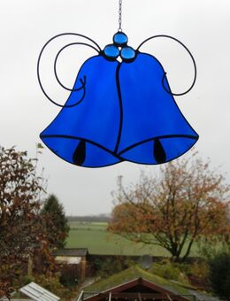 Fensterbild Tiffany Zwei Glocken blau - Eschweiler