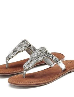 LASCANA Sandale, Pantolette, Sommerschuh, Zehentrenner mit Zierperlen und softer Lederinnensohle