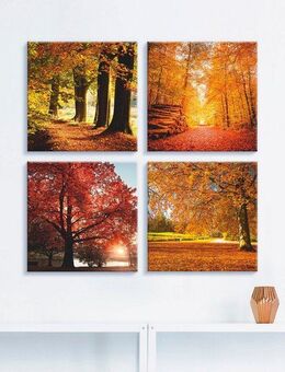 Artland Leinwandbild Herbstlandschaft, Bäume (4 St), 4er Set, verschiedene Größen