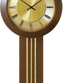 AMS Funk-Pendelwanduhr F5132/1 (Quarz,Holz-/Glasgehäuse,Buche nussbaumfarben,Esszimmer,Made in Germany)