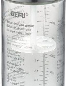 GEFU Dressing Shaker MIX, Glas, Kunststoff, Doppelskala (ml/oz), auslaufsicher, 350 ml