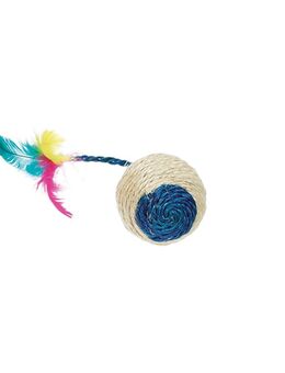 Karlie Sisal Spielball & Kratzkugel mit Feder und Rassel - 1 Stück