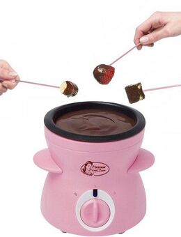 bestron Elektro-Fondue DCM043P Mini-Schokofondue-Set, 0,3 l, inkl. 10xSpieße, 10xGabeln und 1xSpatel, 25Watt, Rosa