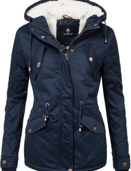 Marikoo Winterjacke Manolya stylischer Kurzmantel mit weichem Teddyfell-Futter