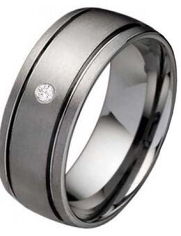 Damenring Wolframring DW112 mit Zirkonia - Aholming