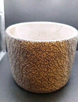 Keramik Blumen Übertopf Blumentopf 10cm hoch 14cm breit grau gemustert Vase - Essen