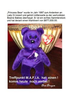 RARITÄT: Belohnung bis zu 50.000 US $ --Sammlerbären zu Lady Di - Eppingen