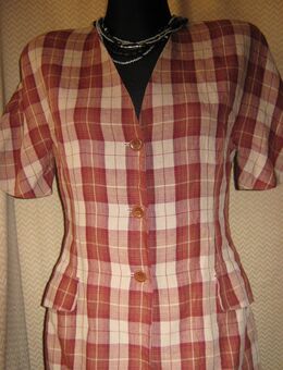 NEU * Stylisch * Original VINTAGE * Business * Freizeit * Karo * Leinen * Kostüm * Anzug * Kurzarm * BLAZER "comma," Gr. 36- 38/ S * bordaux- dunkel- rot * cremé- beige * - Riedlingen
