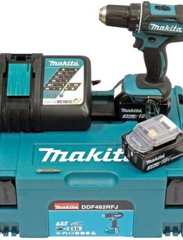 Makita Akku-Bohrschrauber DDF482RFJ, max. 1900 U/min, inkl. 2 Akkus 18V/3Ah, Ladegerät und Koffer