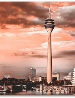 Artland Leinwandbild Düsseldorf Skyline III, Architektonische Elemente (1 St), auf Holzrahmen gespannt