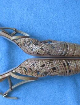 NEU im Karton * Flecht * Häckel- Optik * Echt Leder * High Heels * Slingbacks * Sling- Pumps * Schuhe "LODI" Made in Spain * Gr. 38/ 5 * gold * kupfer * - Riedlingen