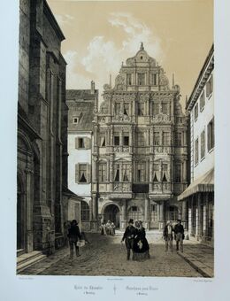 Heidelberg - Hotel zum Ritter. Originale Lithographie um 1850 - Bautzen